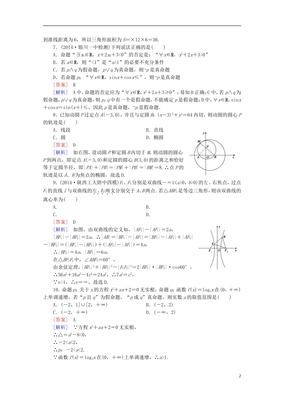 高中数学 阶段性检测 北师大版选修1-1-北师大版高二选修1-1数学试题_第2页