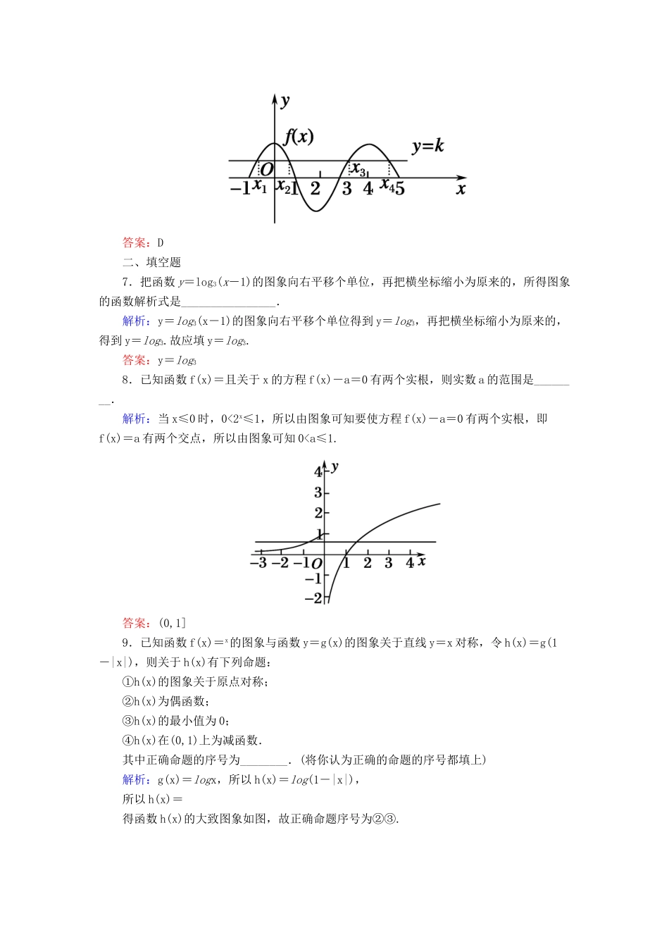 （新课标）高考数学大一轮复习 2.7函数的图象课时作业 理-人教版高三全册数学试题_第3页