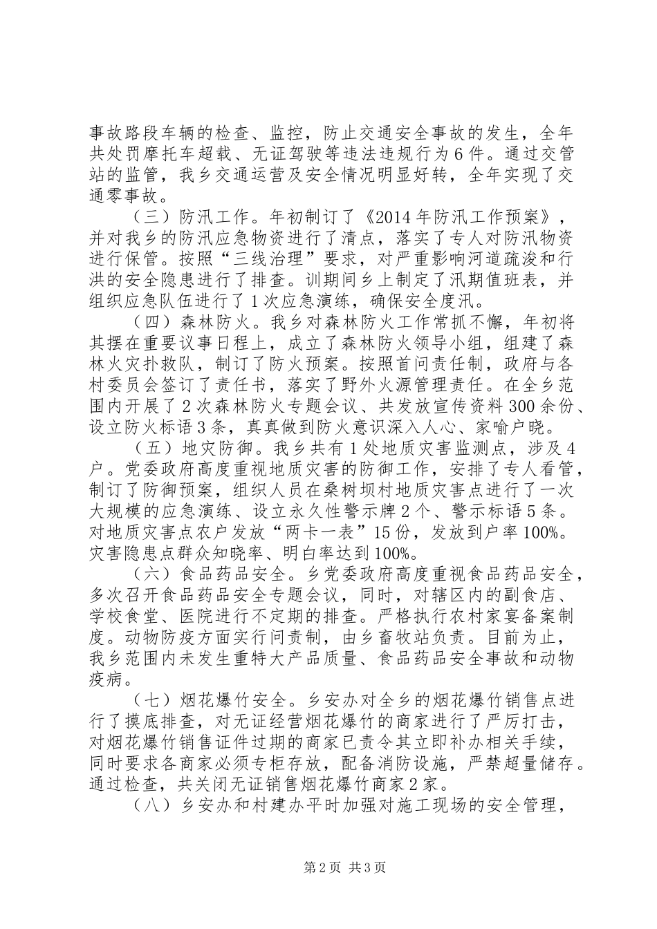 乡XX年度安全生产执行情况总结 _第2页