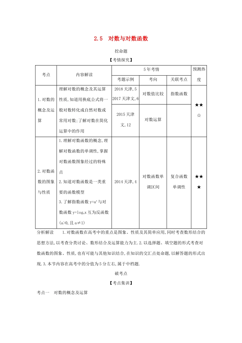 （天津专用）高考数学大一轮复习 2.5 对数与对数函数精练-人教版高三全册数学试题_第1页