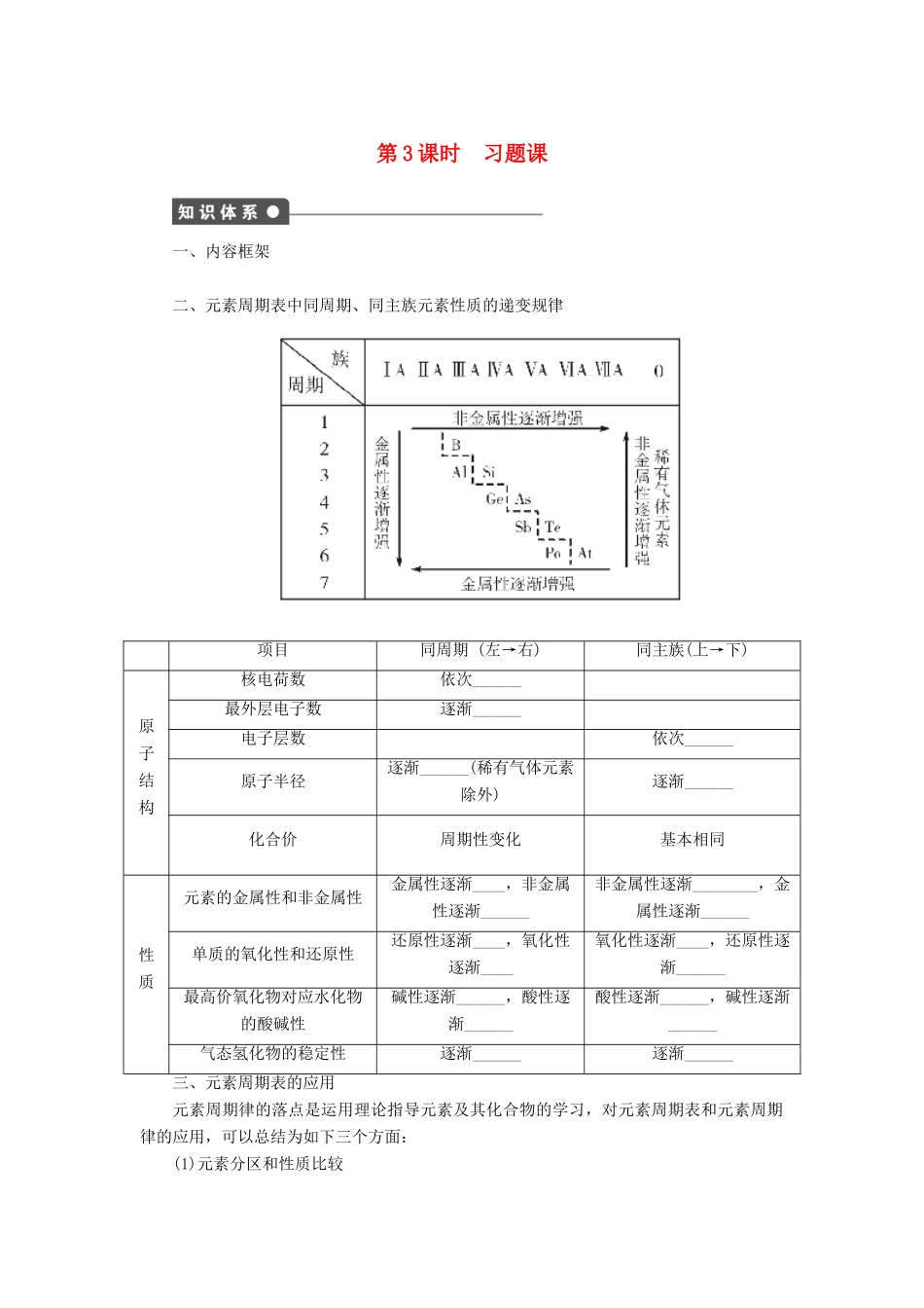 高中化学 第一章 第3节 第3课时 习题课课后作业 鲁科版必修2-鲁科版高一必修2化学试题_第1页