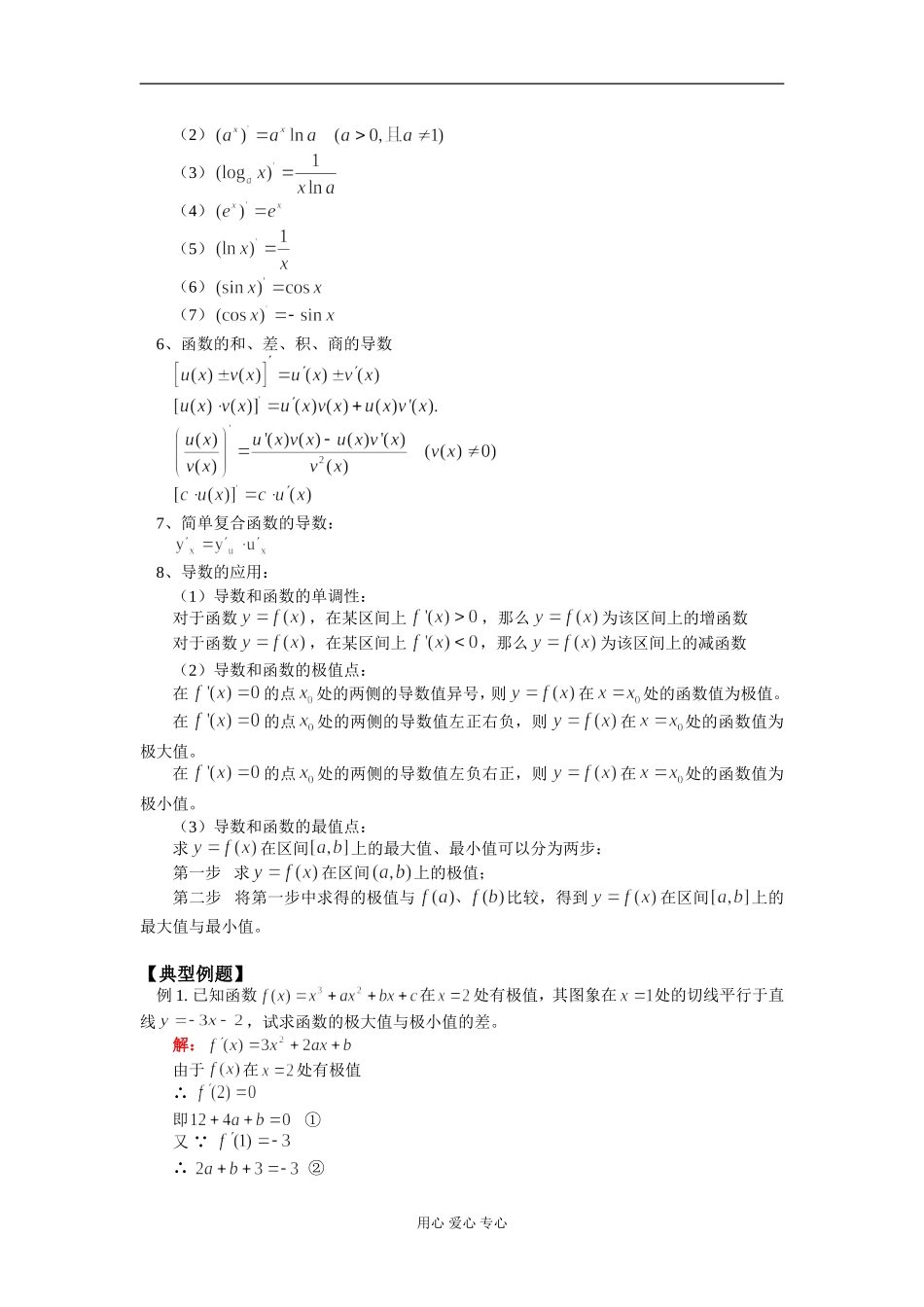 高二数学导数复习知识精讲 人教实验版（B）_第2页