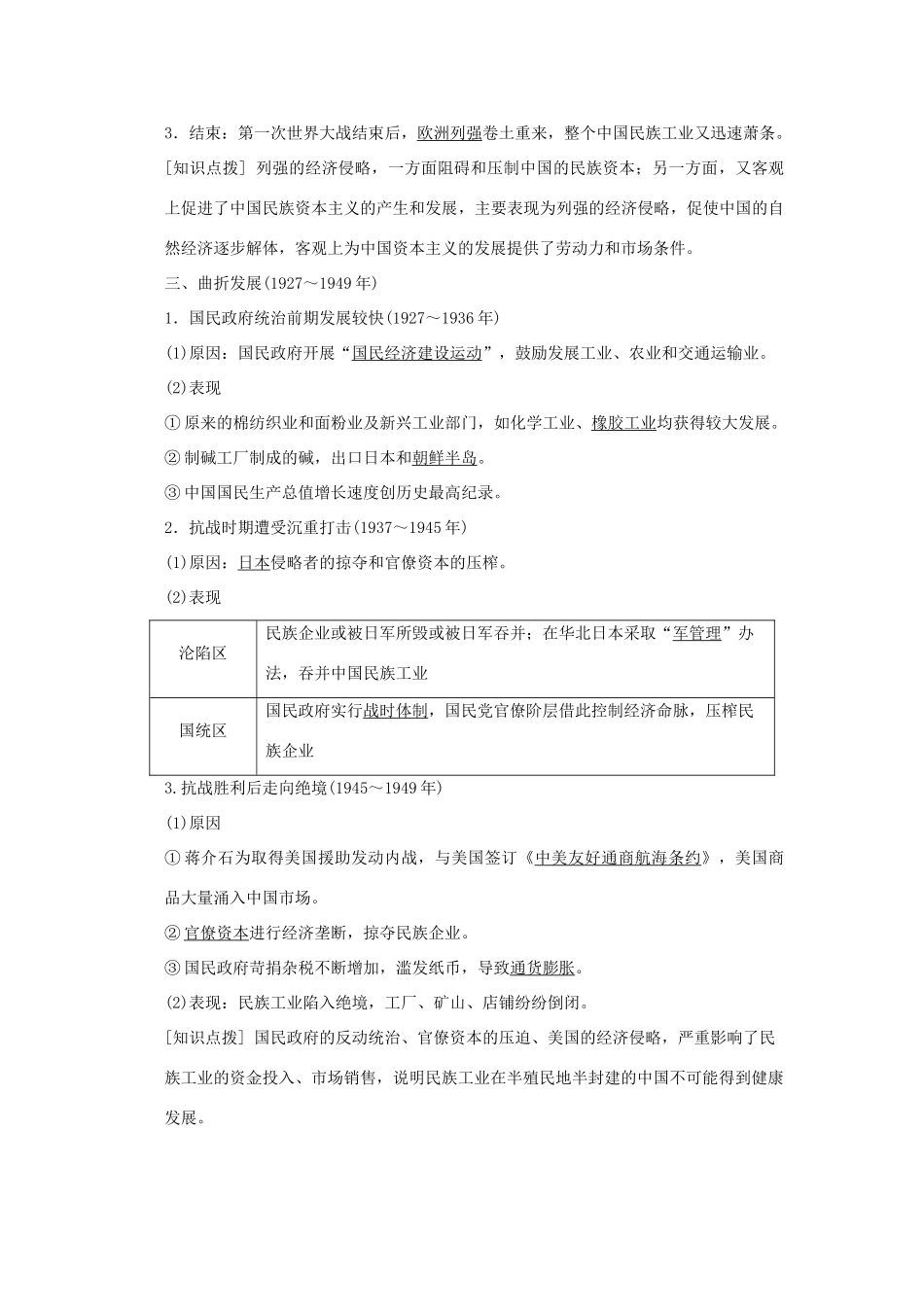 高中历史 第三单元 近代中国经济结构的变动与资本主义的曲折发展 第10课 中国民族资本主义的曲折发展课时作业 新人教版必修2-新人教版高一必修2历史试题_第2页