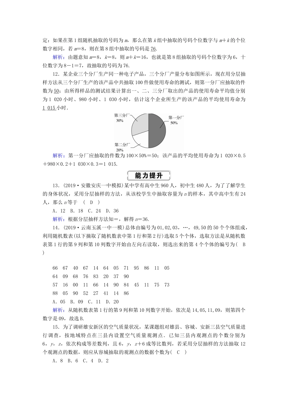高考数学总复习 第九章 算法初步、统计、统计案例 课时作业54 随机抽样 文（含解析）新人教A版-新人教A版高三全册数学试题_第3页
