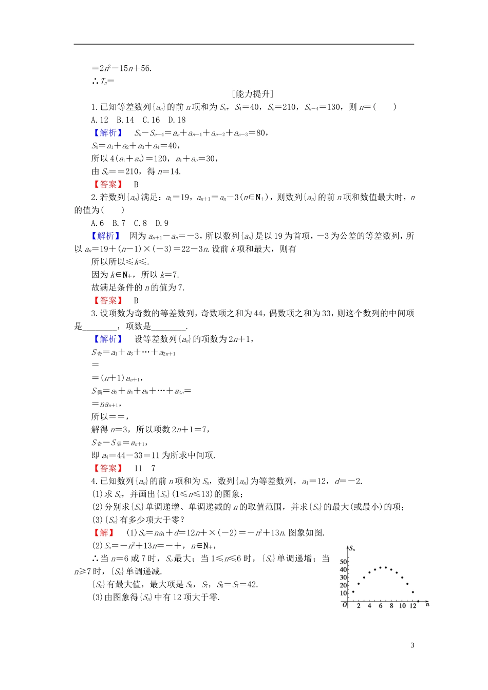 高中数学 第二章 数列 2.2.2 等差数列的前n项和 第2课时 等差数列前n项和的综合应用学业分层测评 新人教B版必修5-新人教B版高二必修5数学试题_第3页