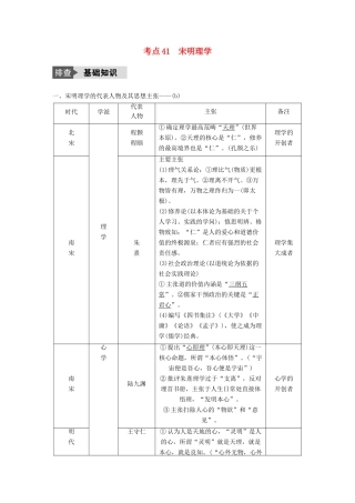 （浙江选考）高考历史总复习 专题15 中国传统文化主流思想的演变 考点41 宋明理学-人教版高三全册历史试题