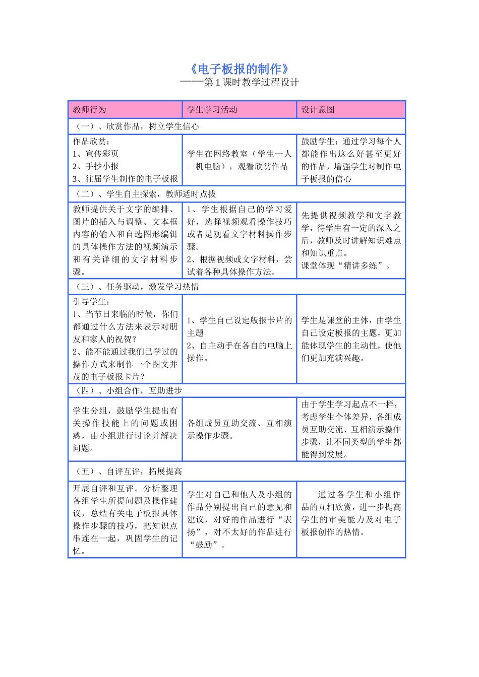 电子板报的制作教学设计_第1页
