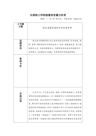 班级德育质量分析表(2014年1月)