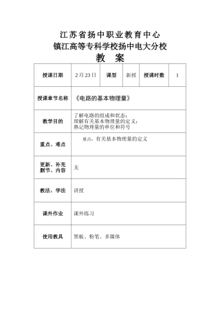 陈钰玮--电路的基本物理量