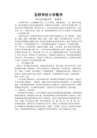 怎样学好小学数学(杜)