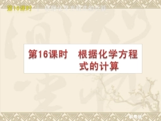 九年级化学根据化学方程式的计算