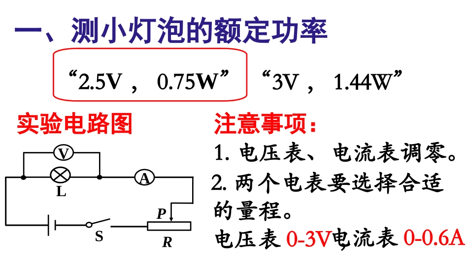 三、学生实验：测量小灯泡的电功率-(2)_第1页
