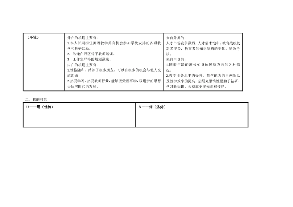 李翠玲个人自我诊断swot分析表_第2页
