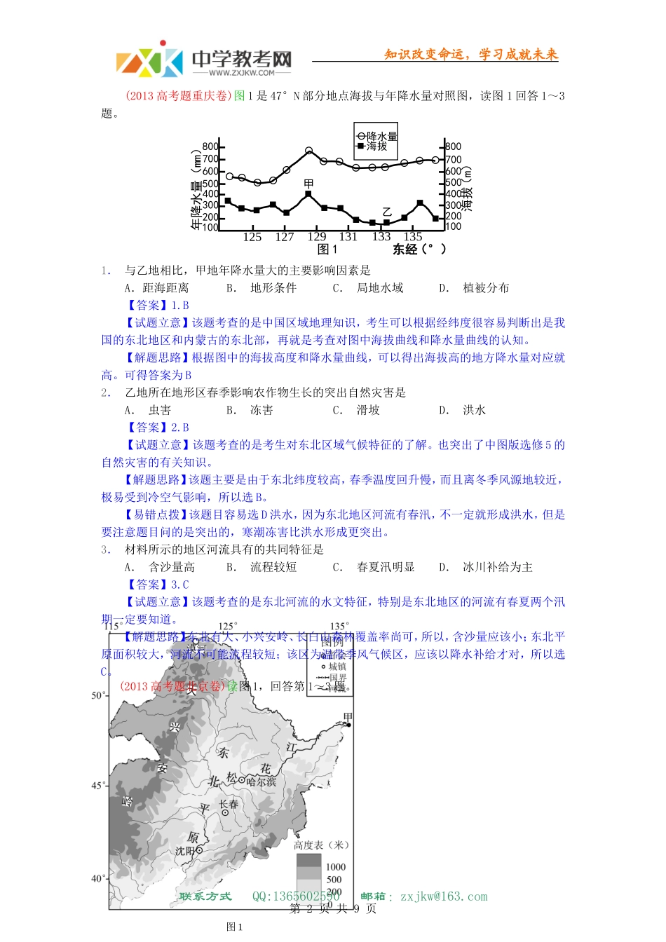 【地理】2013高考试题分类汇编01-地球和地图_第2页