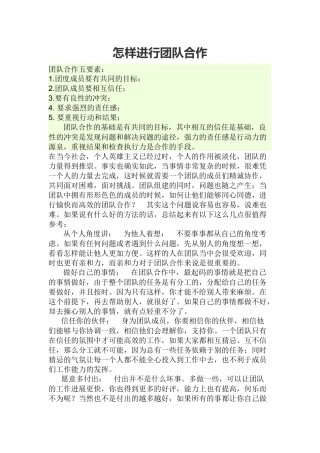 怎样进行团队合作