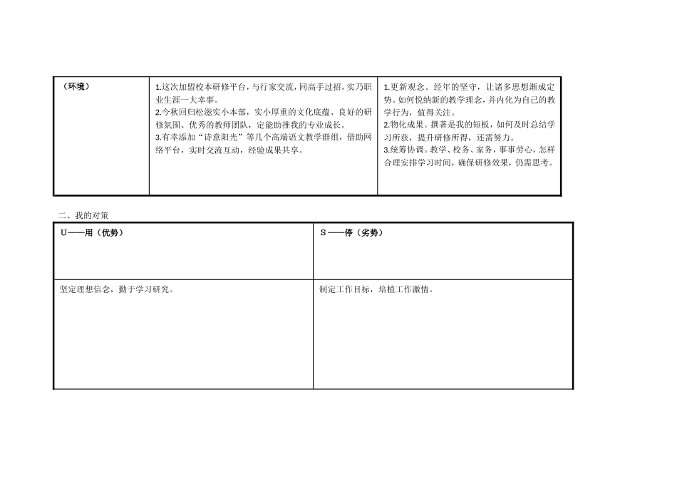 湖北荆州邓小军个人自我诊断SWOT分析表_第2页