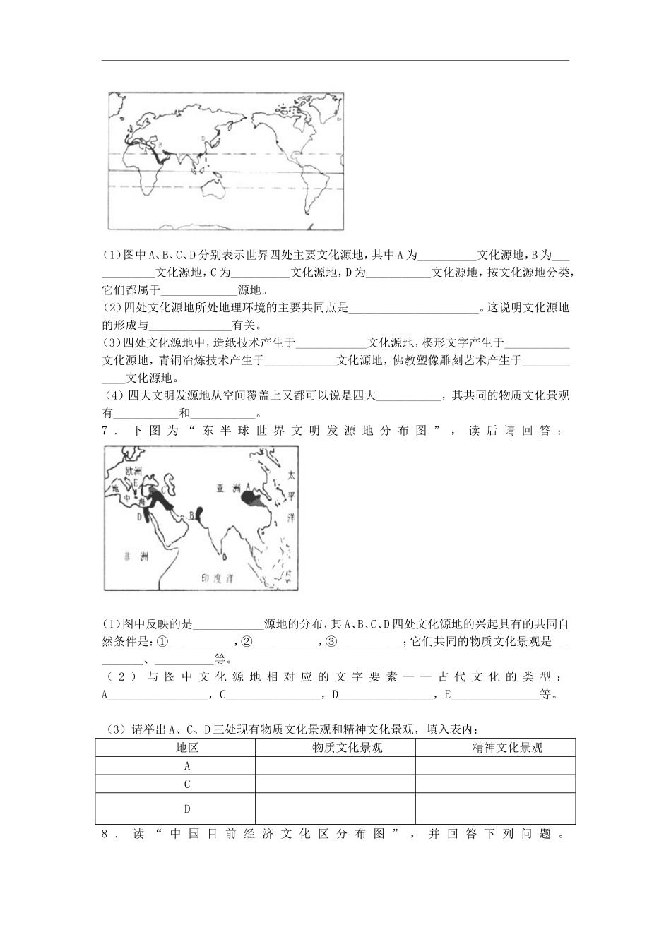 广西平南县中学高二地理《文化源地与文化区》学案-新人教版_第2页