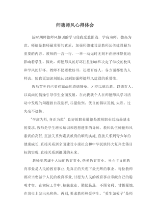 师德师风心得体会