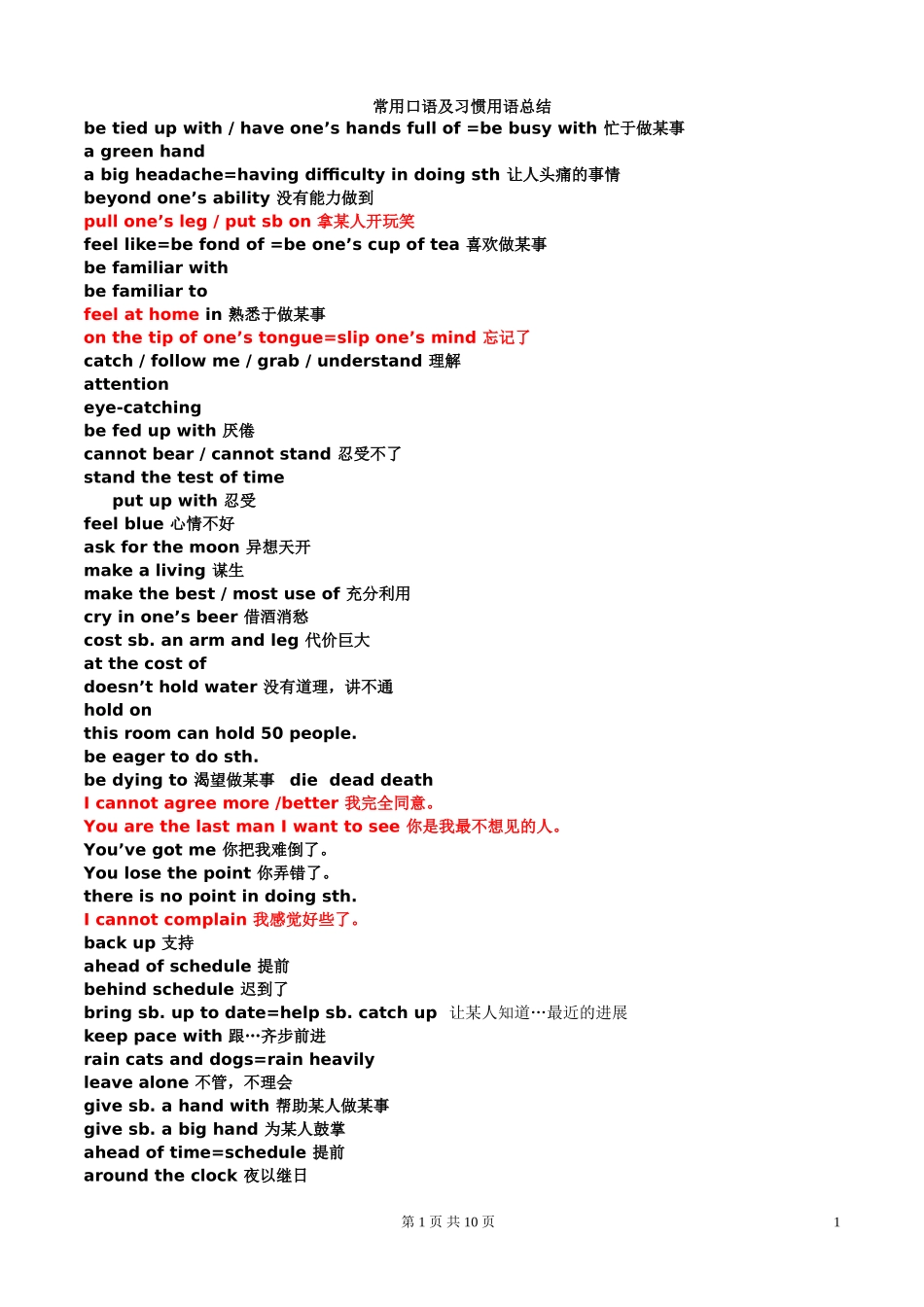常用口语及习惯用语总结[1]_第1页