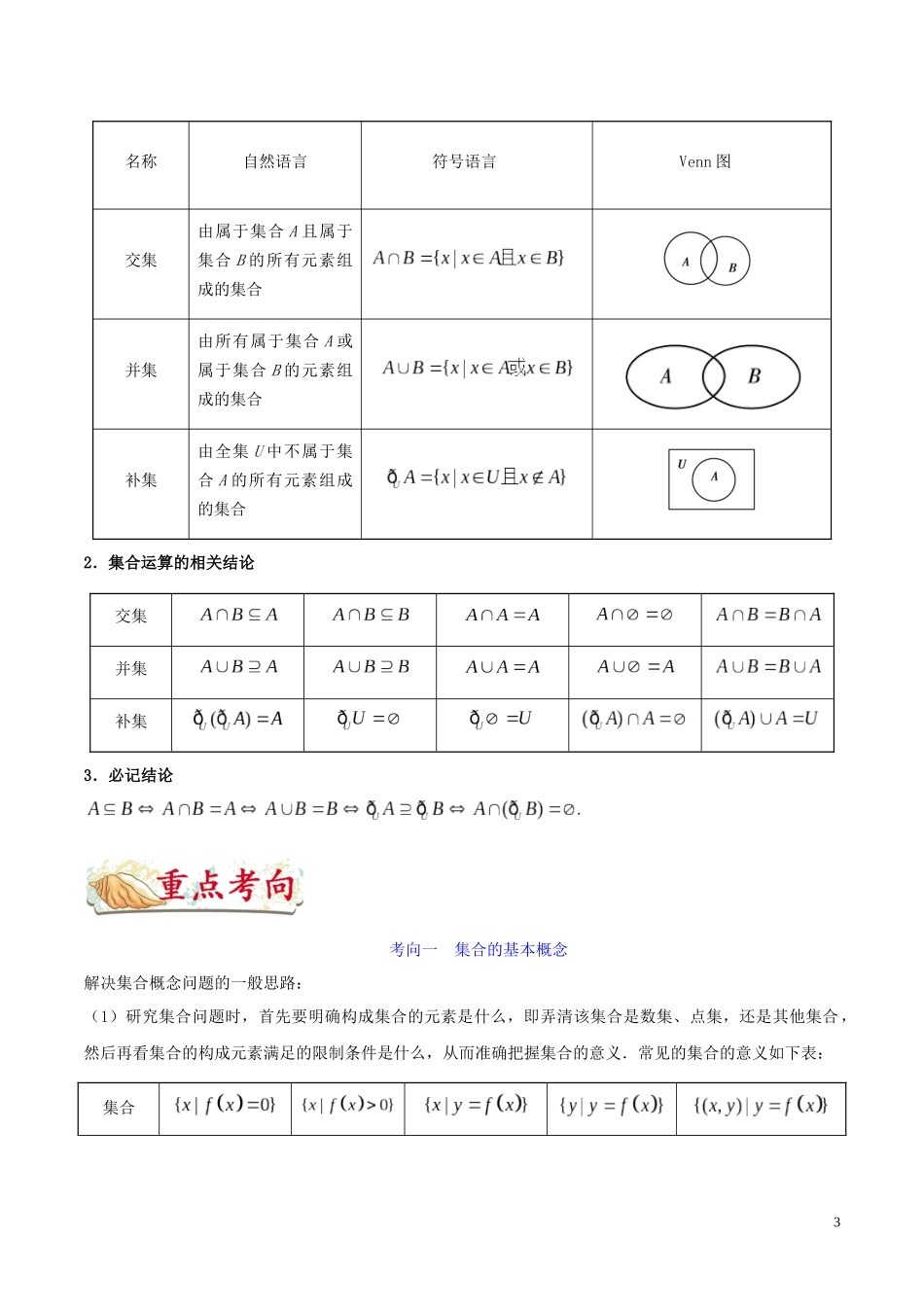 （浙江专用）备战高考数学 考点一遍过 考点01 集合（含解析）-人教版高三全册数学试题_第3页