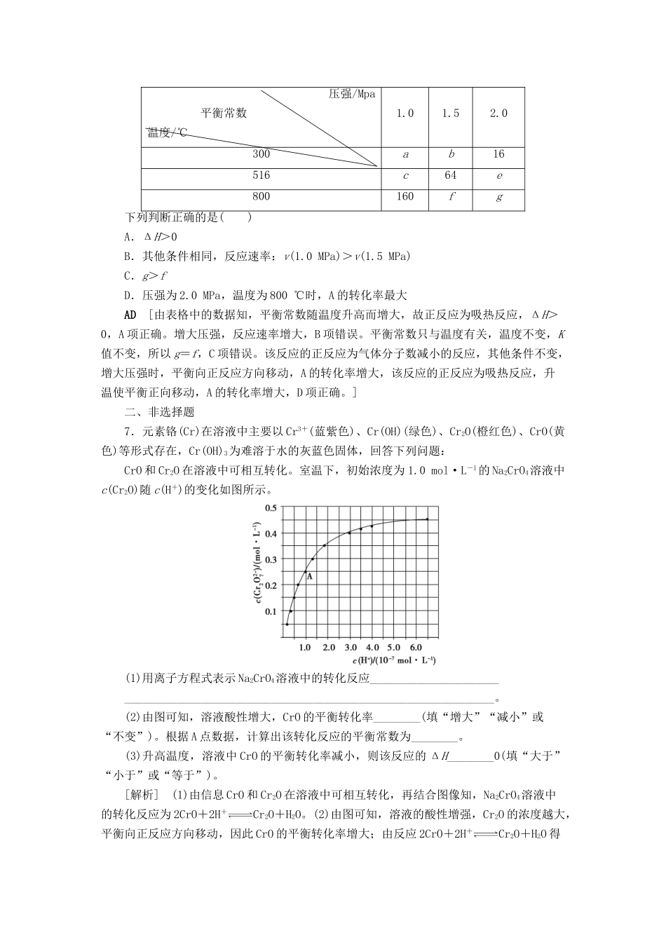 新高考化学一轮复习 课后限时集训24 化学反应的方向 化学平衡常数 鲁科版-鲁科版高三全册化学试题_第3页