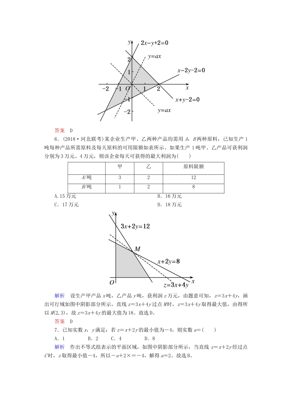 高考高考数学二轮复习 小题专练作业（三）不等式与线性规划 理-人教版高三全册数学试题_第2页