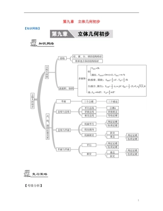 （江苏专用）高考数学大一轮复习 第九章 立体几何初步 文-人教版高三全册数学试题