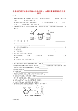 山东省肥城市桃都中学高中化学 金属元素实验现象及性质练习 新人教版必修1