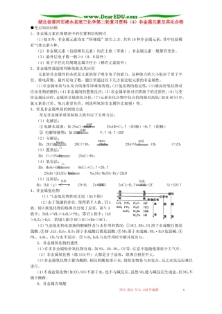 湖北省黄冈市浠水县高三化学第二轮复习资料（4）非金属元素及其化合物