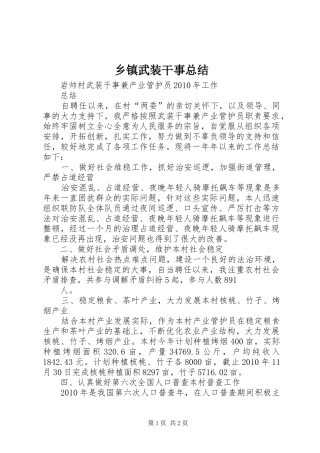 乡镇武装干事总结 