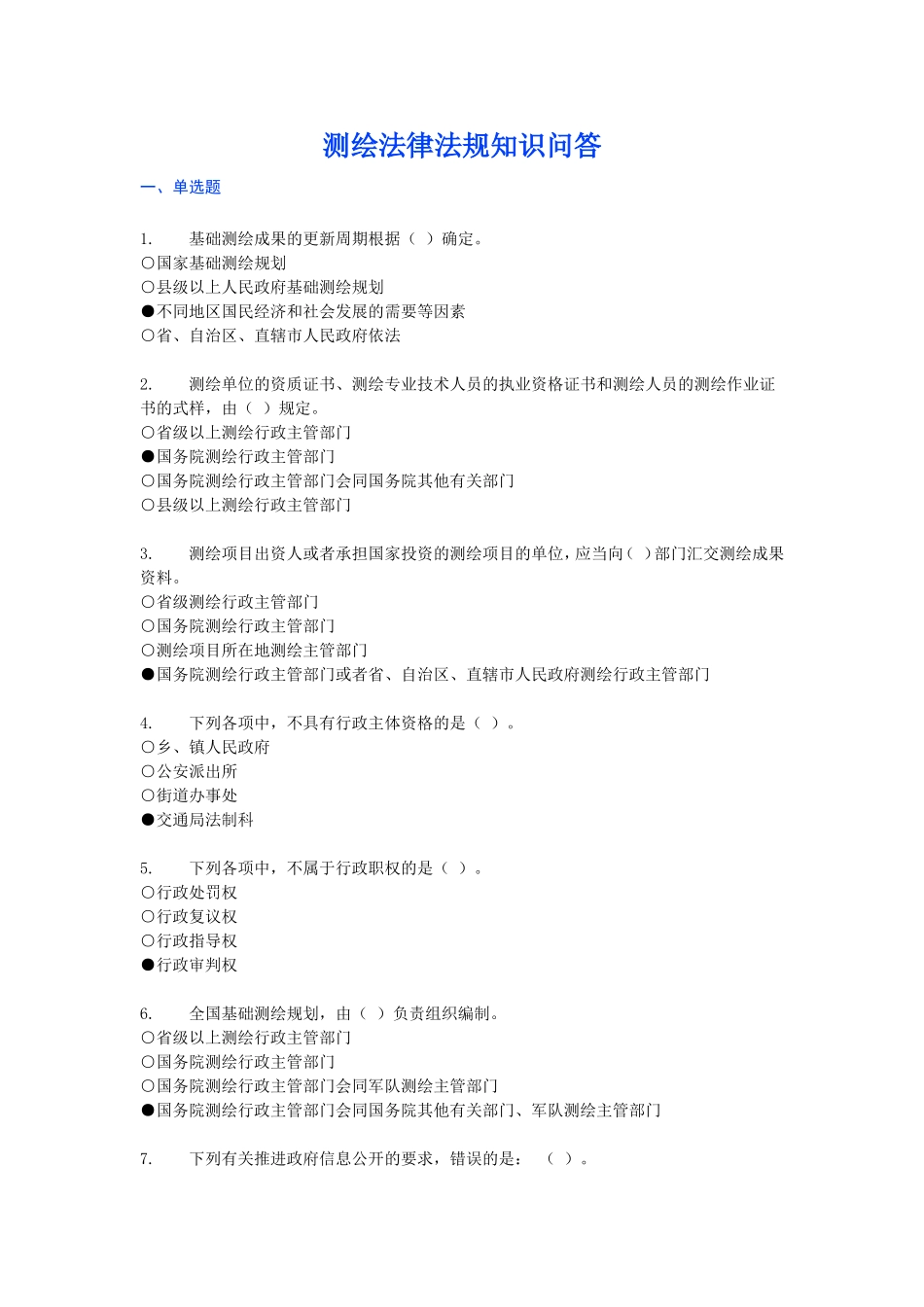 2011全国测绘法律法规知识问答_第1页