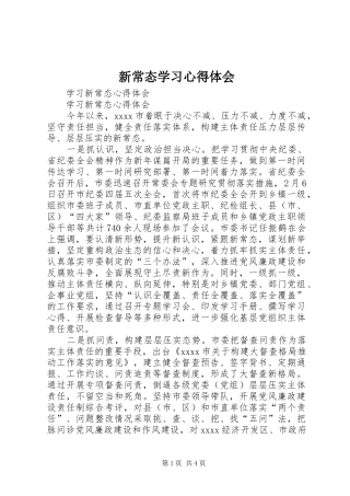 新常态学习体会心得