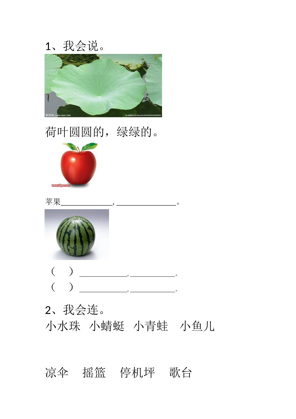 (部编)人教语文2011课标版一年级下册13----荷叶圆圆_第1页