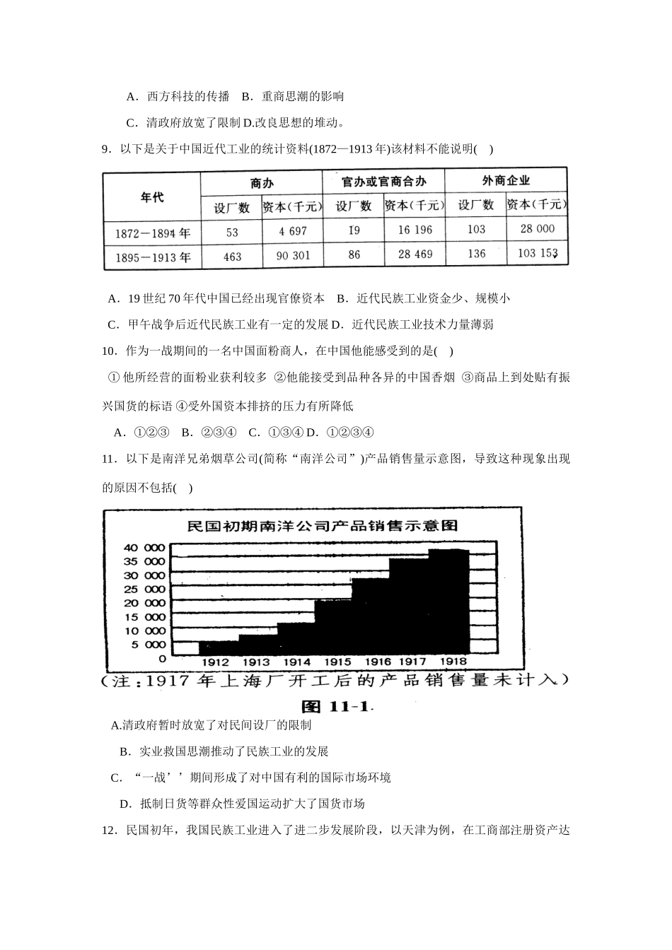 专题十一  近代中国经济结构的变动与资本主义的曲折发展_第2页