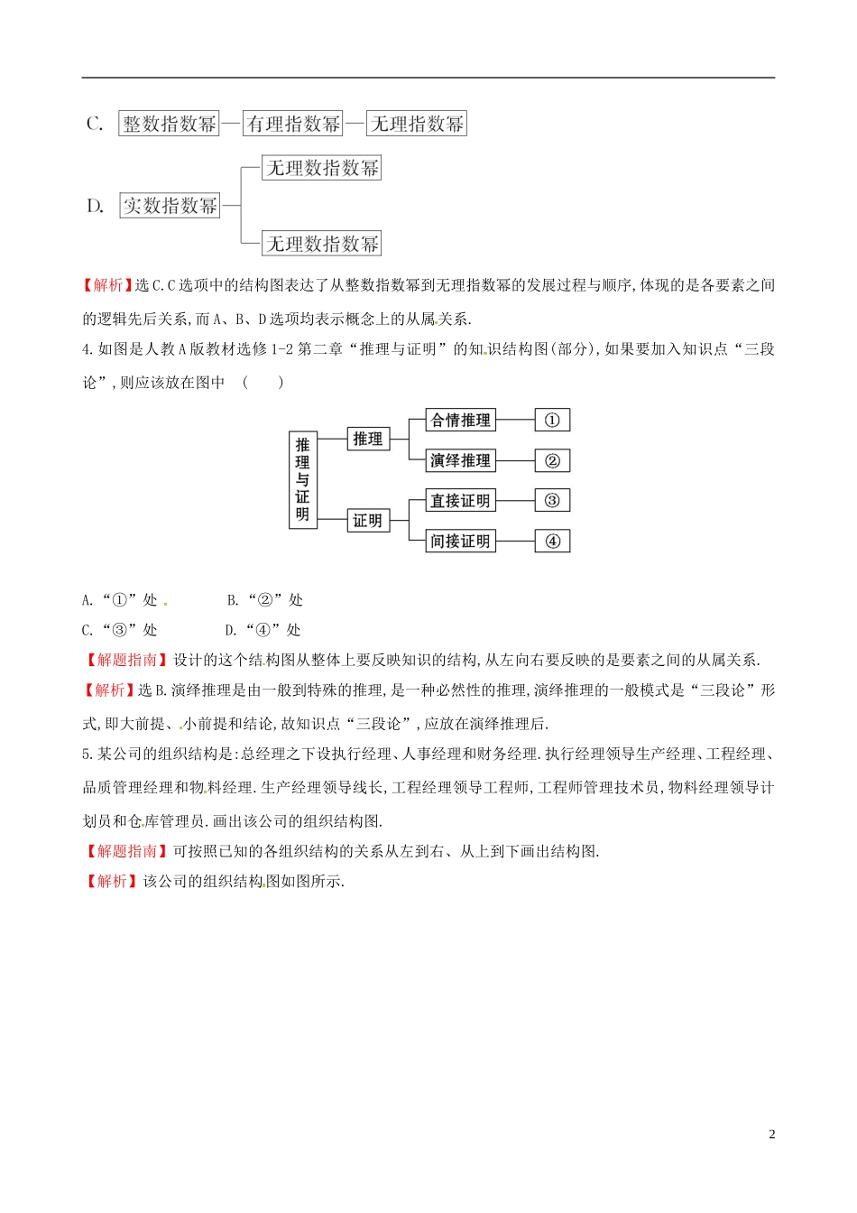 高中数学 第四章 框图 4.2 结构图达标练 新人教A版选修1-2-新人教A版高二选修1-2数学试题_第2页
