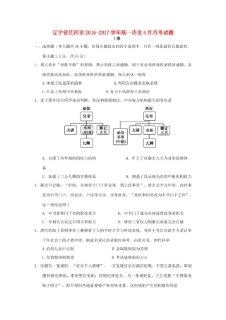 辽宁省庄河市高一历史4月月考试题-人教版高一全册历史试题