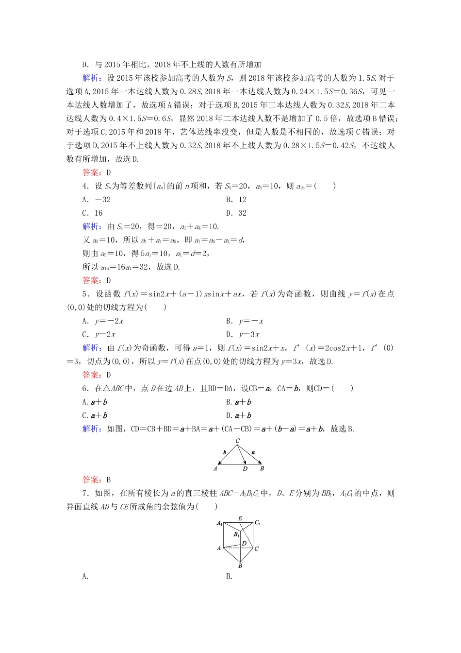 （新高考）高考数学二轮复习 专项小测10 “12选择＋4填空” 理-人教版高三全册数学试题_第2页