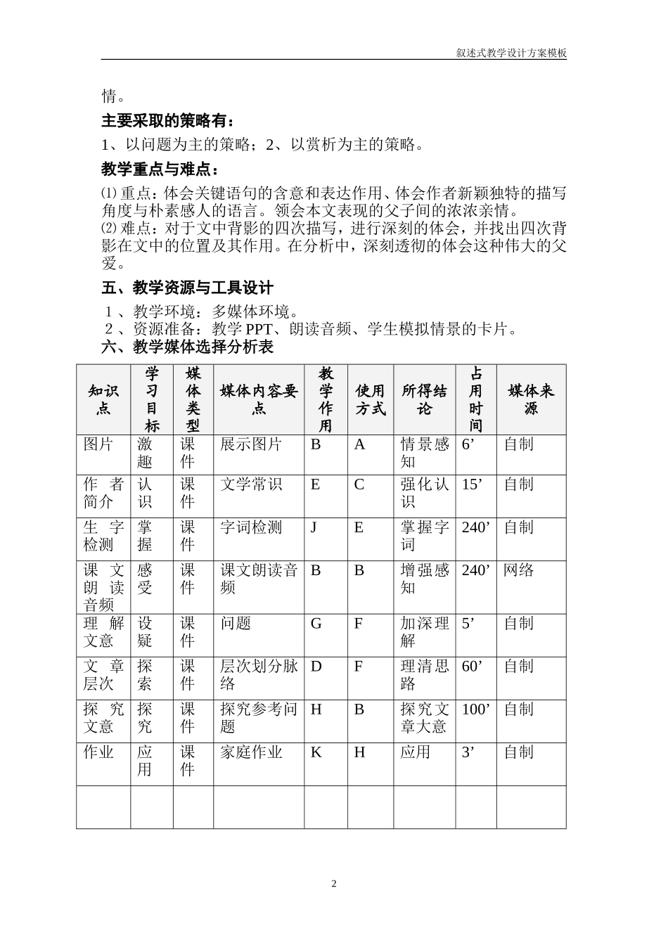 《背影》教学设计方案5_第2页
