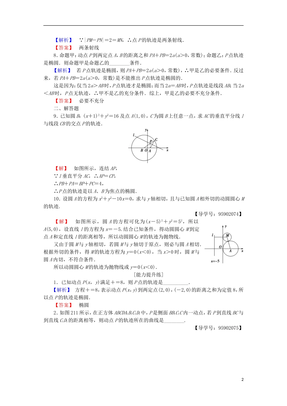 高中数学 课时分层作业5 圆锥曲线 苏教版选修1-1-苏教版高二选修1-1数学试题_第2页