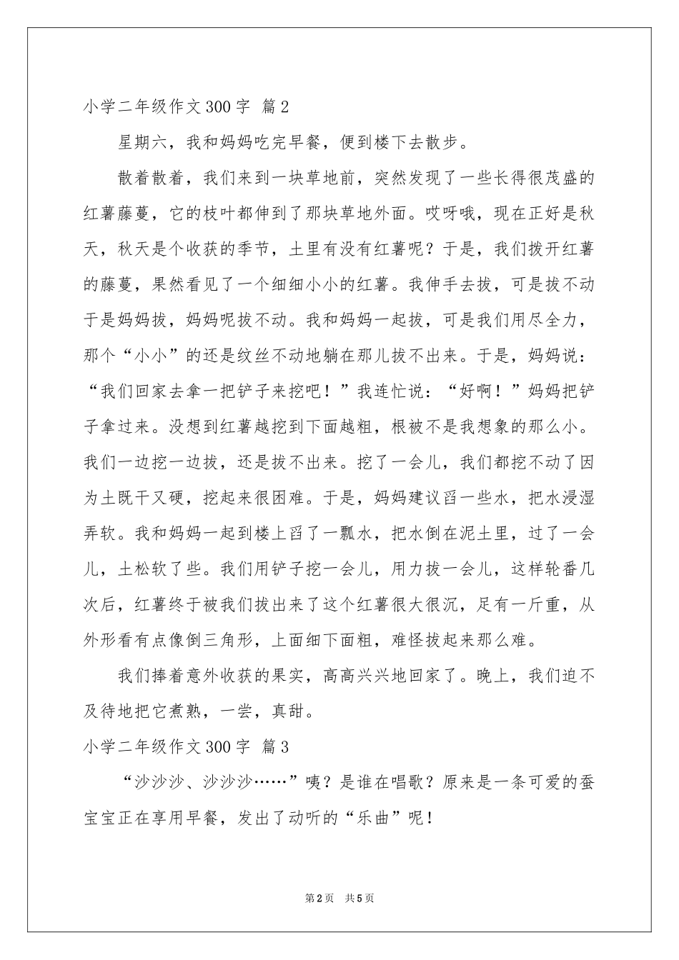 小学二年级作文300字5篇_第2页