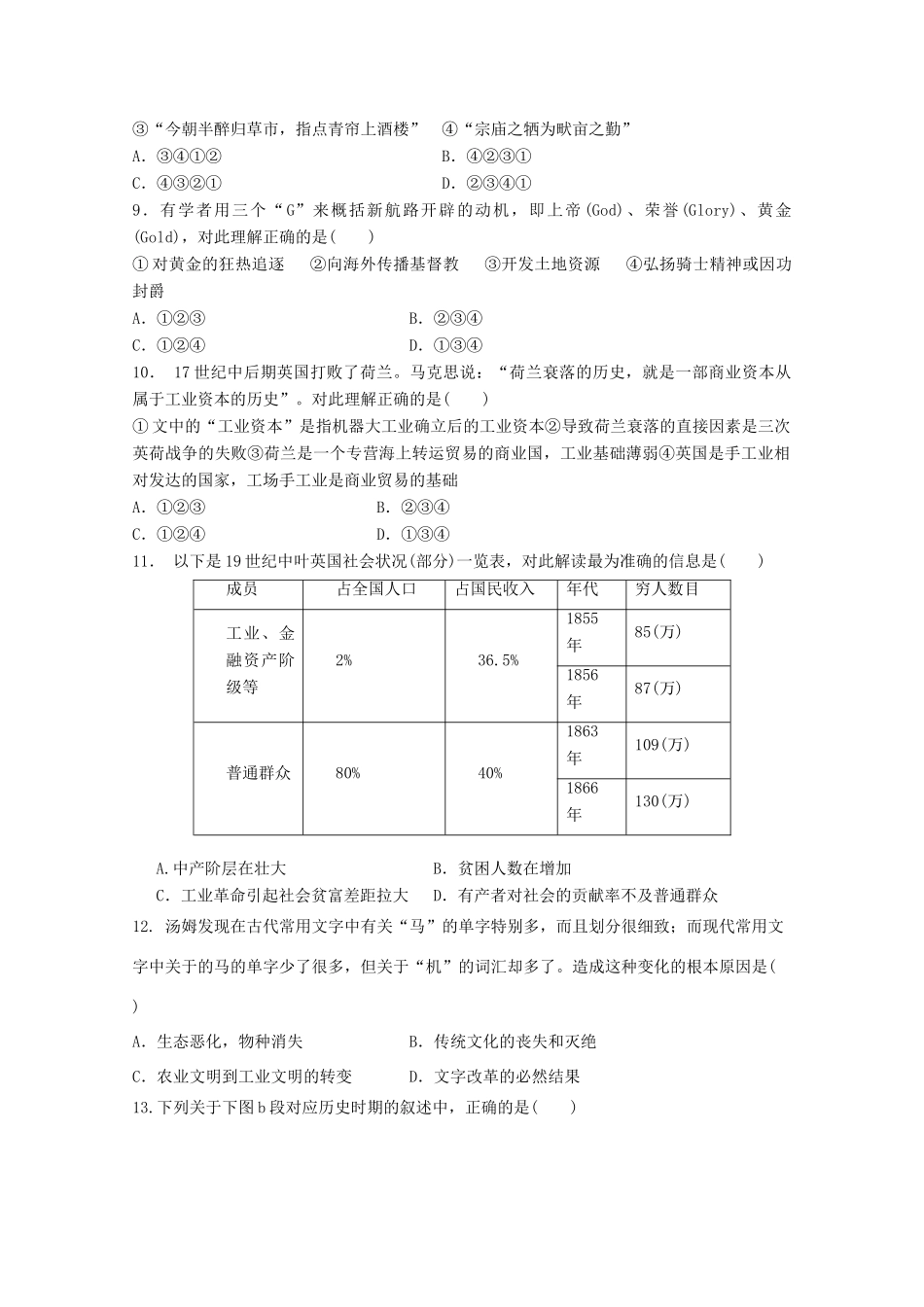 甘肃省张掖市临泽县高一历史3月月考试题-人教版高一全册历史试题_第2页