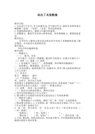 玩出了名堂教案