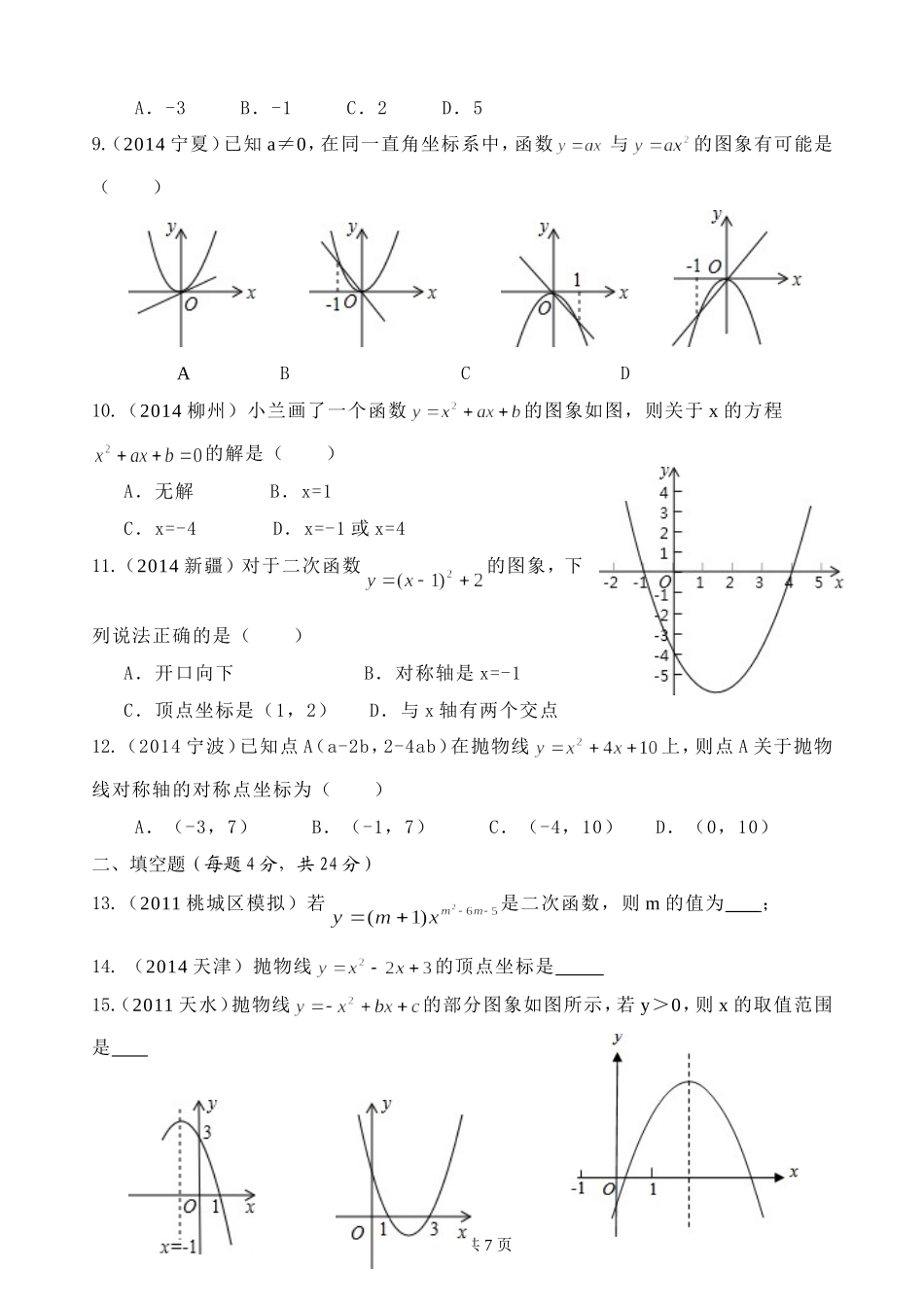 二次函数试卷_第2页