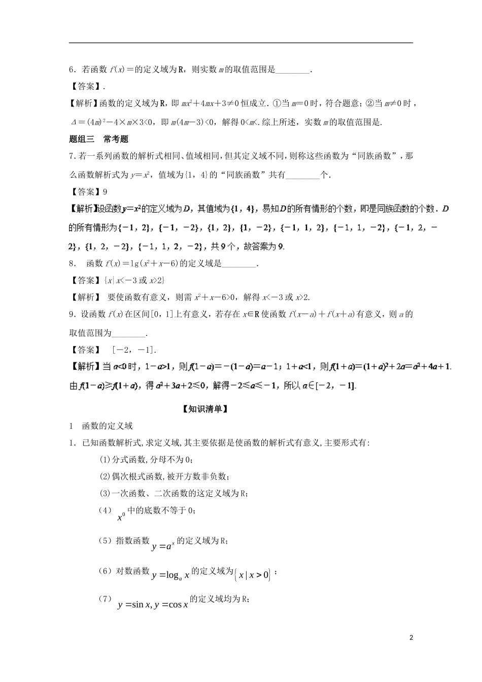 （江苏版）高考数学一轮复习 专题2.2 函数定义域、值域（讲）-江苏版高三全册数学试题_第2页