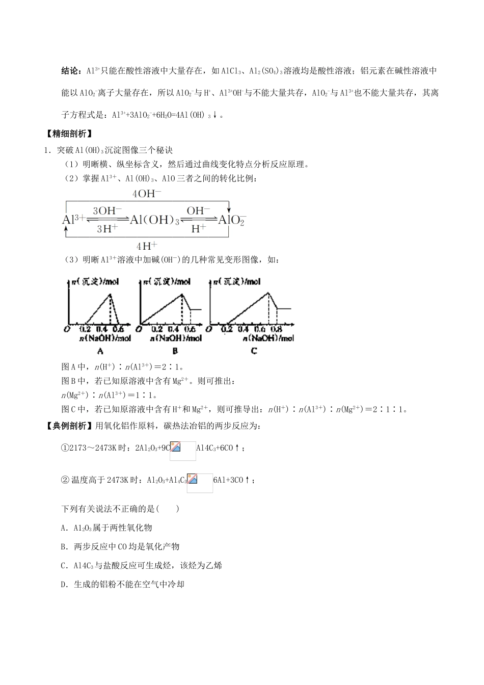 高中化学 最易错考点系列 考点14 两性氧化物和两性氢氧化物 新人教版必修1-新人教版高一必修1化学试题_第2页
