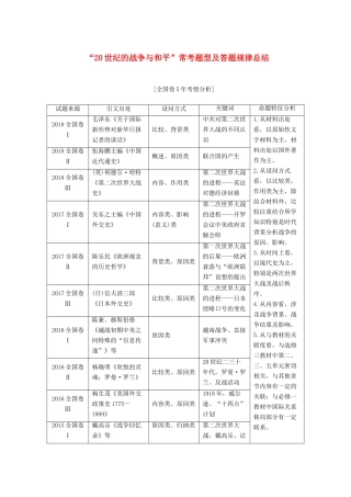 高考历史一轮总复习“20世纪的战争与和平”常考题型及答题规律总结（含解析）-人教版高三全册历史试题
