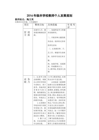 2016年临丰学校教师个人发展规划