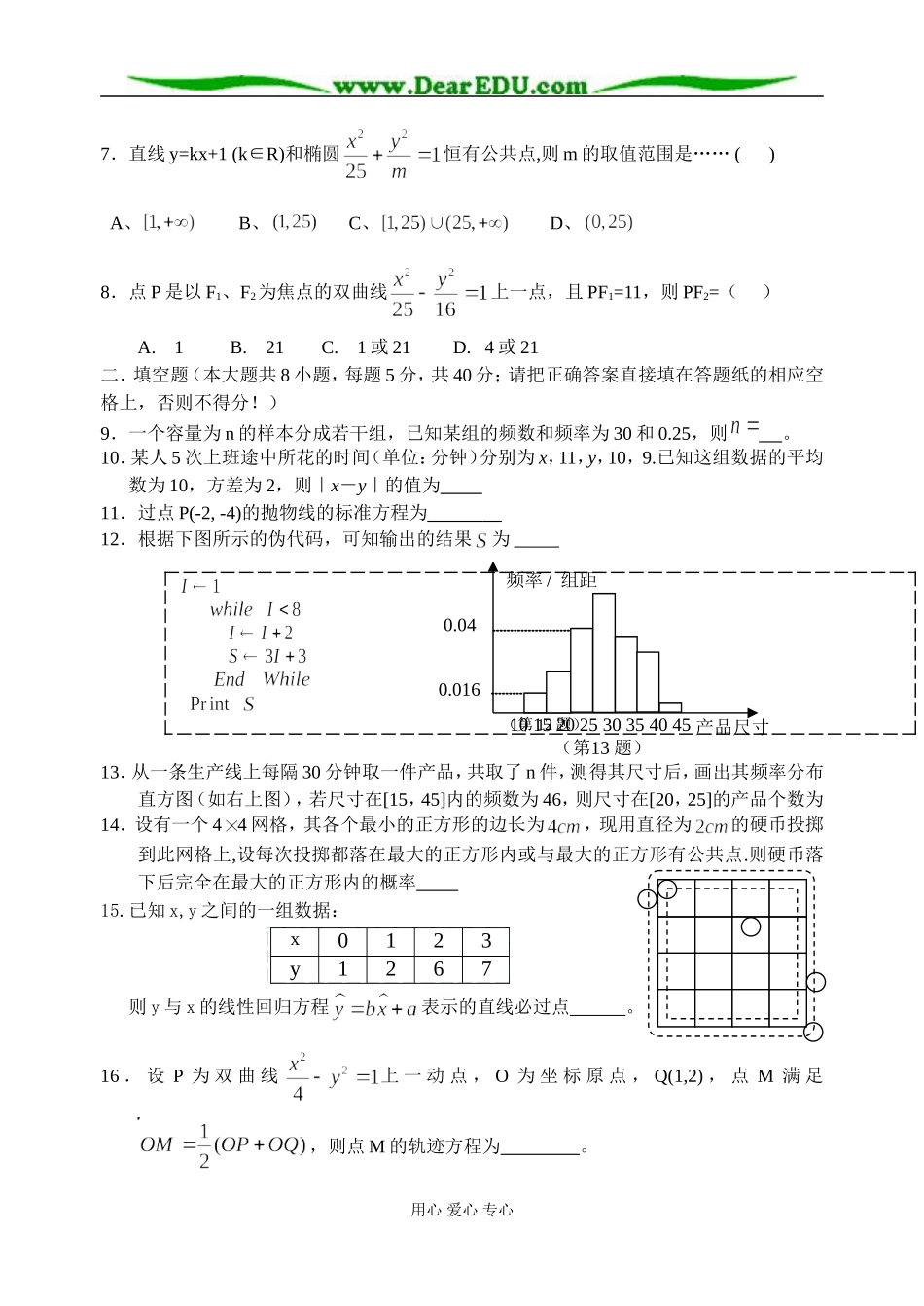 江苏省四星级高中清江中学高二数学期中试题 苏教版必修3_第2页