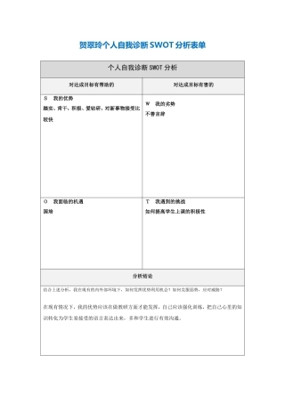 个人自我诊断SWOT分析表[1]