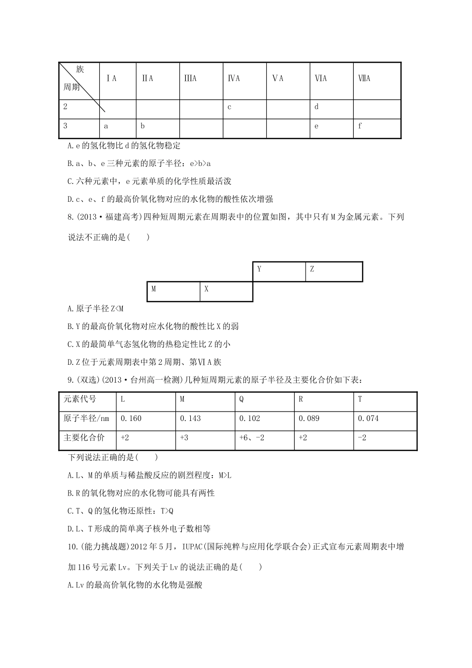 （学习方略）高中化学 1.1.3元素周期表及其应用课时提升卷 苏教版必修2_第2页